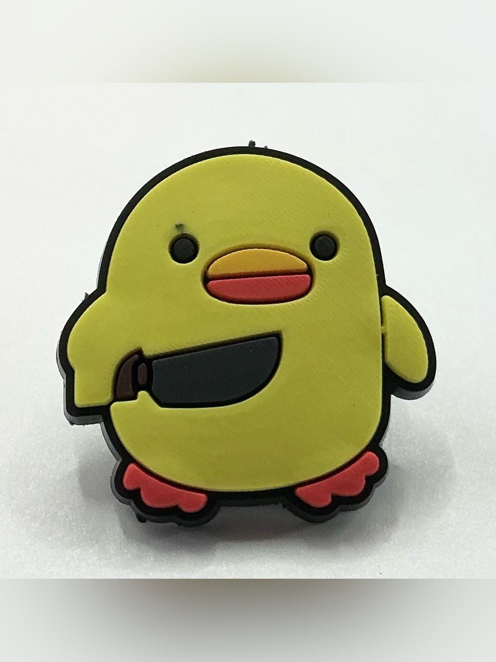CUTE PVC LAPEL PIN YELLOW CHIC WITH KNIFE